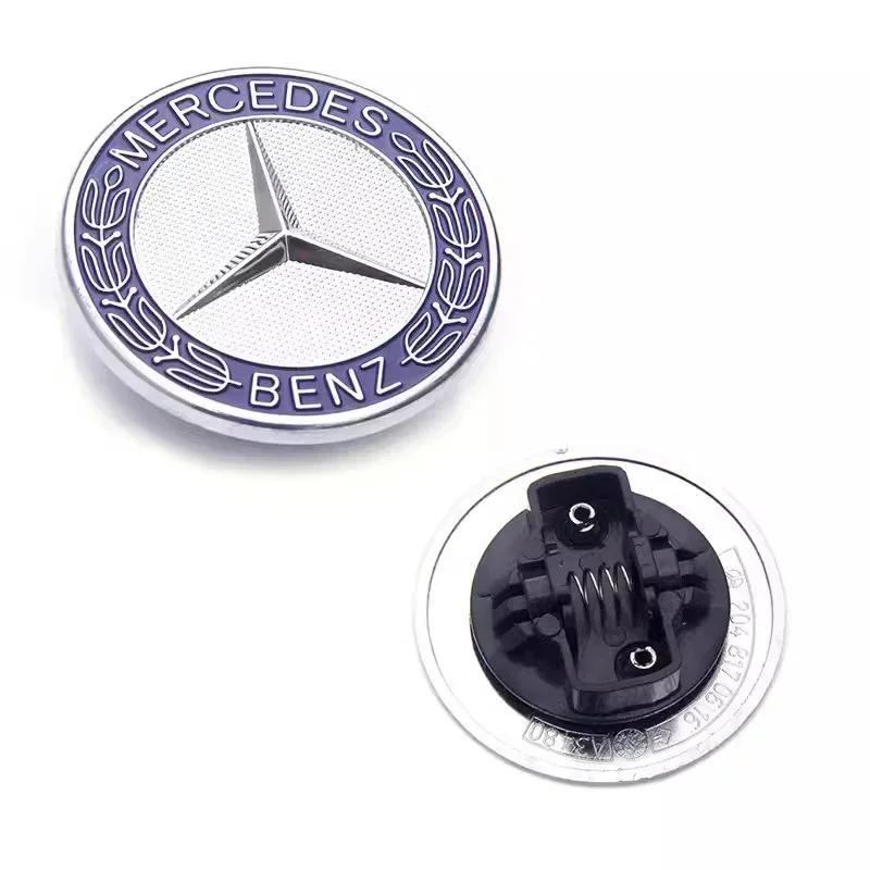 For Mercedes Benz Car Engine Logo Metal Flat Hood Emblem Front Badge Accessories For Mercedes Benz AMG W204 W205 W203 W211 W212