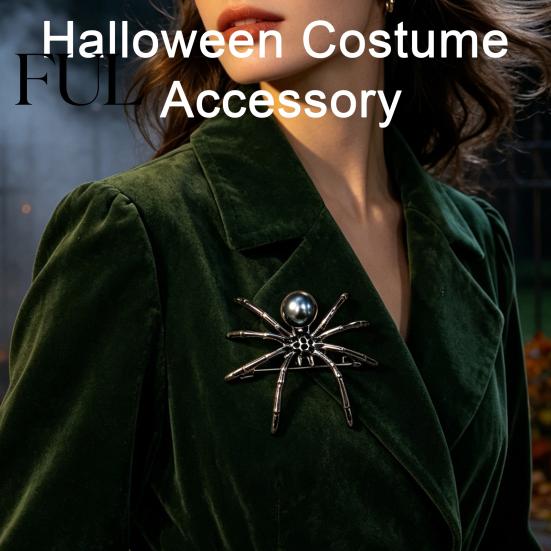 Halloween Spider Brooch 1/2Pcs 3D for Halloween, Horror Alloy Jackets Statement Pin Lapel Pin, Clothes Backpacks Costume Accessories Clothing