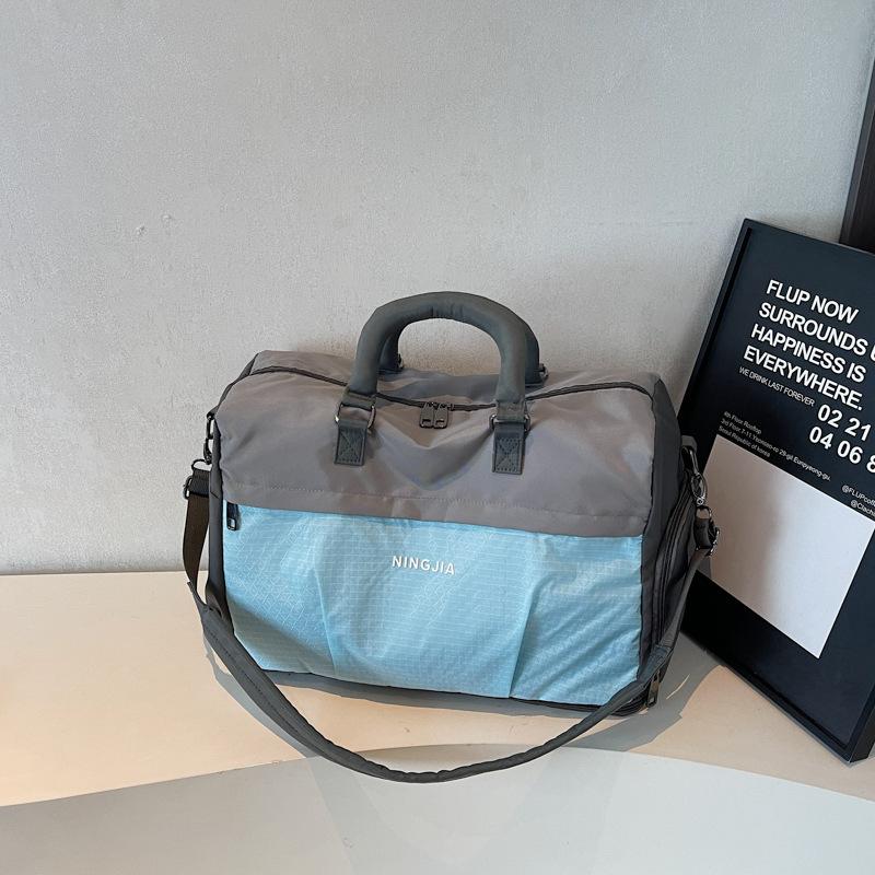 Expandable Color Contrast Trendy Sports Fitness Bag Wet And Dry Separation Swimming Fitness Training Bag Short Trip Handbag
