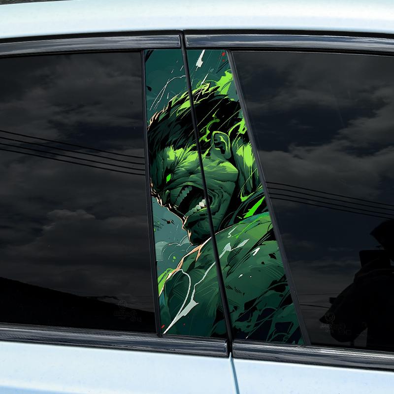 1pc/2pcs Green Film Characters Anime Car B-pillar Stickers Auto Cover Scratches Waterproof Sunscreen Vinyl Decals Decoration