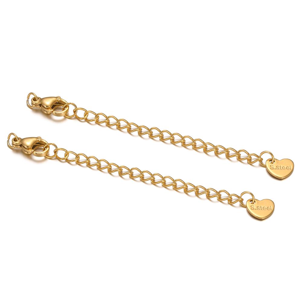 10pcs Gold Color Stainless Steel Extension Tail Chains Lobster Clasps Connector DIY Bracelets Making Necklaces Components