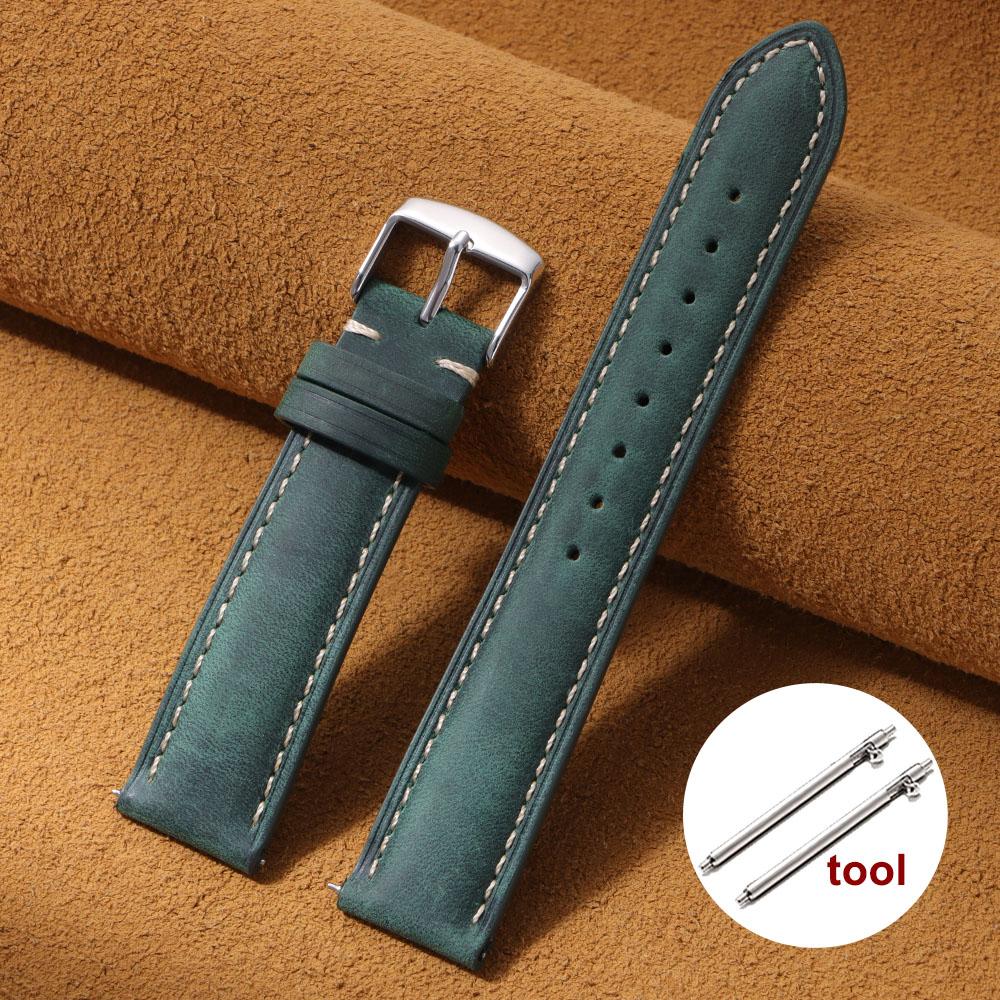 Wax Vintage Quick Release 24mm 22mm 20mm 18mm 16mm 14mm Genuine Leather Watch Bands for Men Women Top Grain Leather Watch Strap
