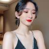 New Korea Trendy Luxury Crystal Long Tassel Drop Dangle Earrings for Women Charm Geometric Circle Pendants Earring Party Jewelry