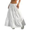 White Skirt Women's High Waist, New Elastic Lace-up Cake Skirt, Thin and Big Swing Skirt