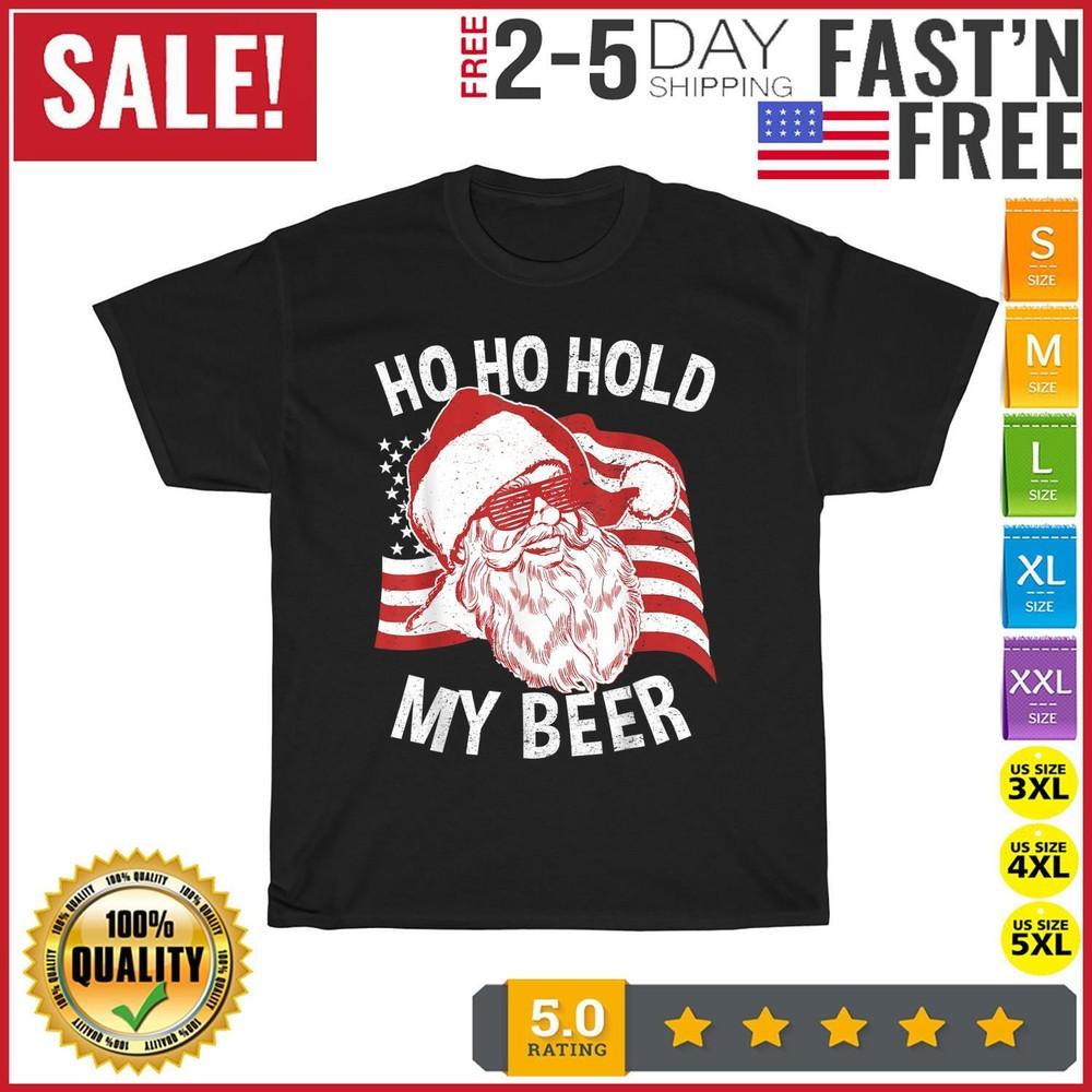 

Santa Ho Ho Hold My Beer Vintage T Shirt Men Fashion 2023 Women T Shirt Short L