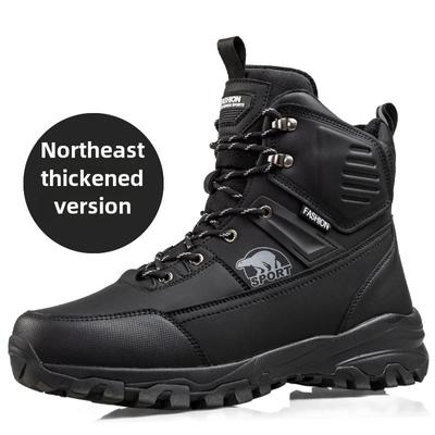 2024 Winter Herrenstiefel Outdoor Wasserdichte Schneestiefel Plüsch Warme Baumwollschuhe Rutschfeste Wanderschuhe für Herren High-Top Plateau-Stiefel