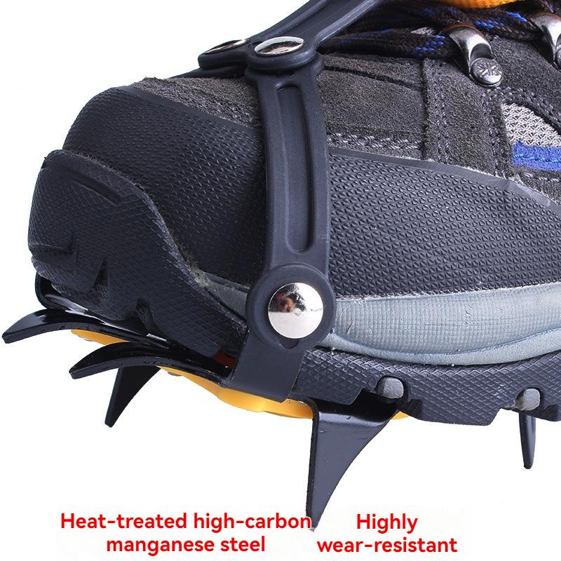 Outdoor Professional 10-Tooth Ice Climbing Crampons — Anti-Slip Footwear Attachments for High Altitudes (Adjustable)
