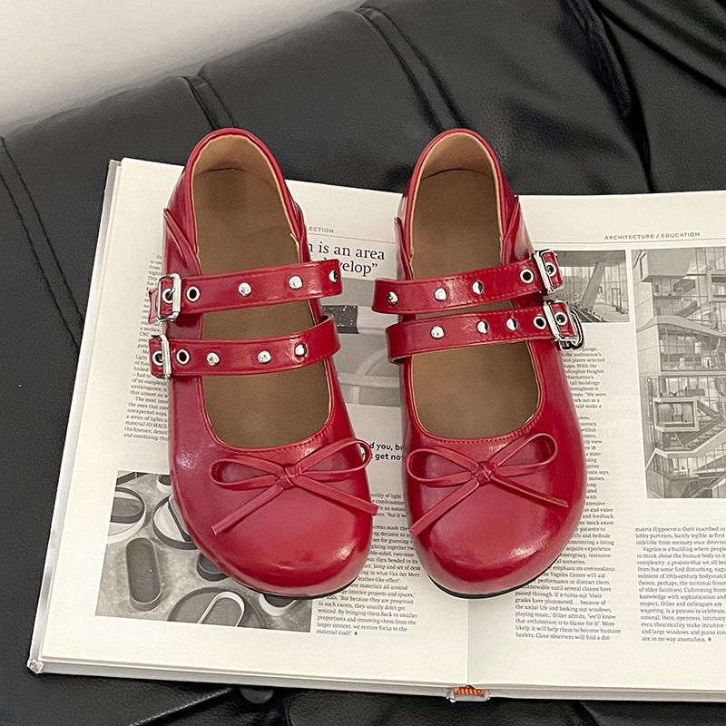 Ballet style bow Mary Jane women's shoes girls small leather shoes summer fashion retro casual flat shoes soft single shoes