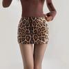 Podzim 2025 Retro leopardí potisk flitrová krátká sukně s nízkým pasem obepínající boky pro ženy