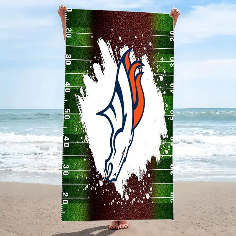 Denver Broncos Print Beach Towel, Large Soft Quick Dry Towel for Beach Camping Swimming