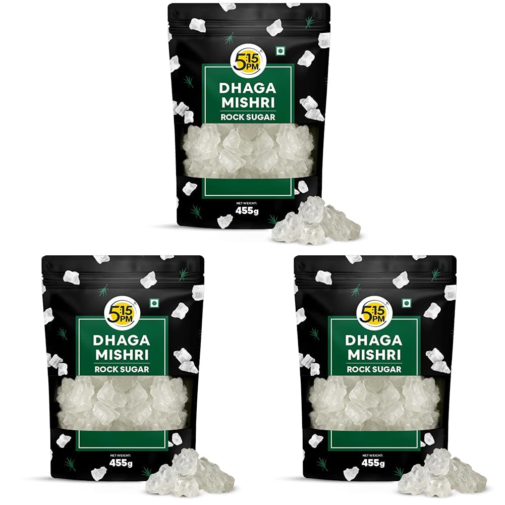 

5:15 PM Dhaga Mishri Rock Sugar Crystals Thread Candy Natural Sweetener For Tea Desserts Mouth Freshener 455 g Pack Of 3