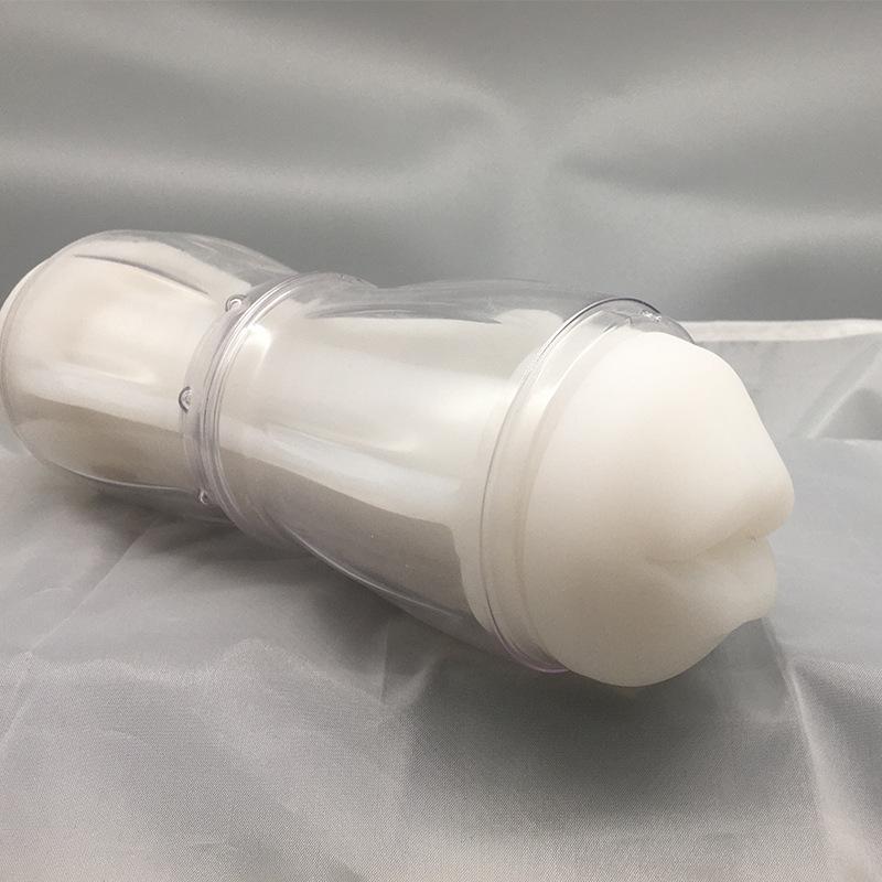 Double-Headed Transparent Airplane Cup for Gay Men: Interactive Masturbation Trainer with Manual Rotation.