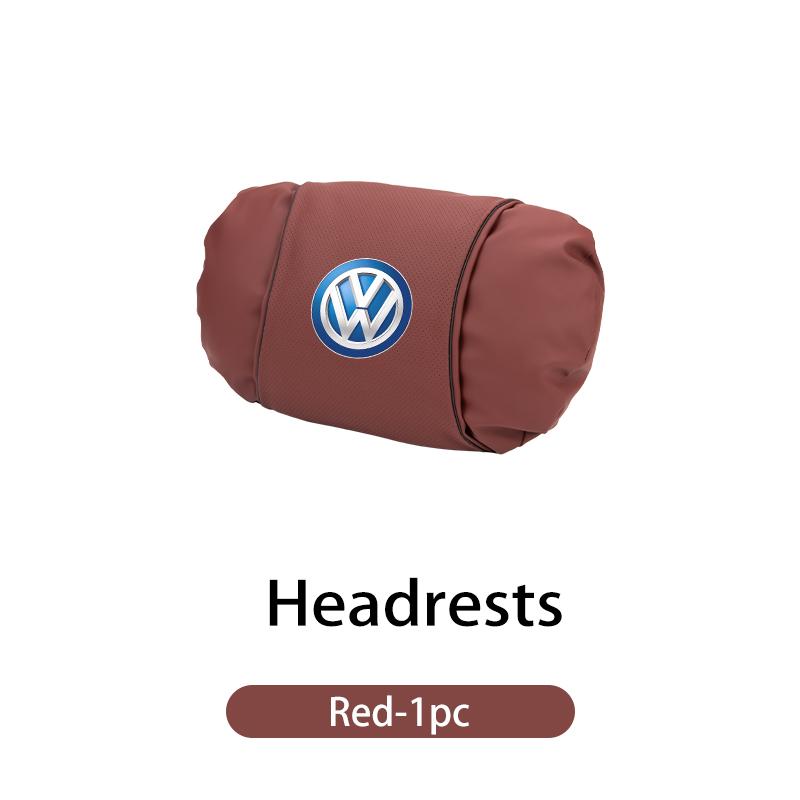 Car Leather Headrest Pillow Neck Lumbar Support Soft Lumbar Cushion Beige For Volkswagen VW Jetta Golf Beetle CC EOS MK2 MK4 MK5 HY3