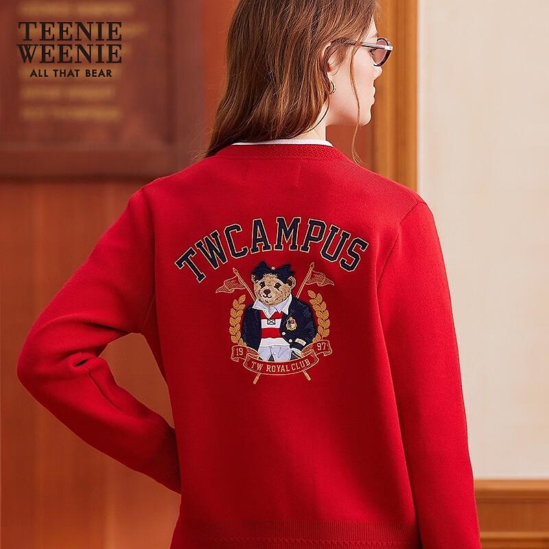 Teenie Weenie Women's Embroidered Round Neck Knit Cardigan
