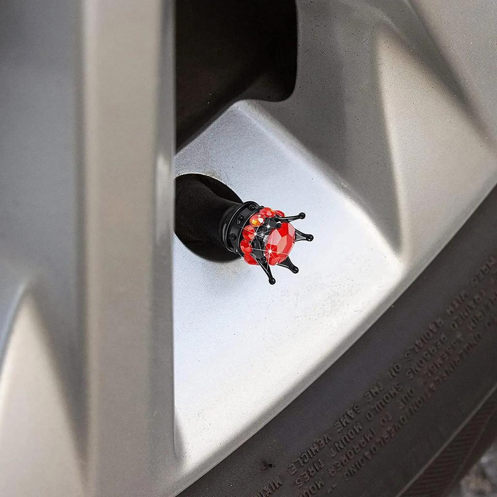 4 pezzi Coprivalvola per pneumatici a forma di corona con diamanti scintillanti Coprivalvola antipolvere per pneumatici per camion, auto, moto, bicicletta