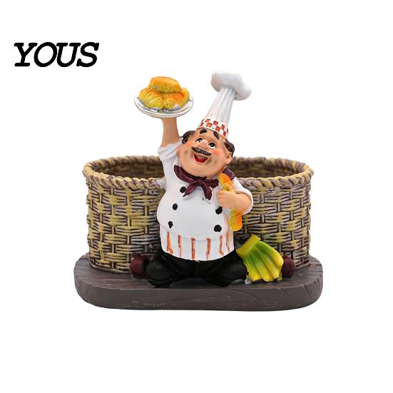 Cartoon Chef Kitchen Decor Salt And Pepper Shakers Set, Decorative Resin Statue Spice Even Seasoning Spreader Organizer, Glass Holder for Dining