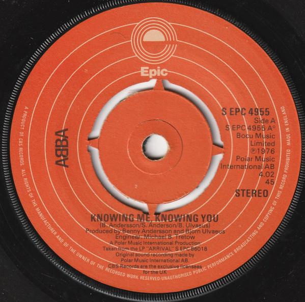 7inch Record ABBA  Knowing Me Knowing You SEPC4955 Epic 1977 UK Pop Used