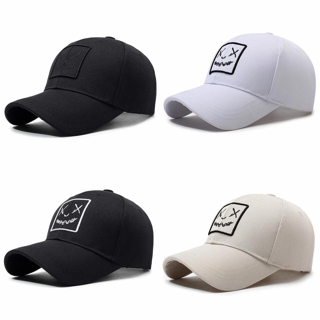Baseball Cap With Embroidered Face Expression For Sun Protection And Trendy Style For Men And Women