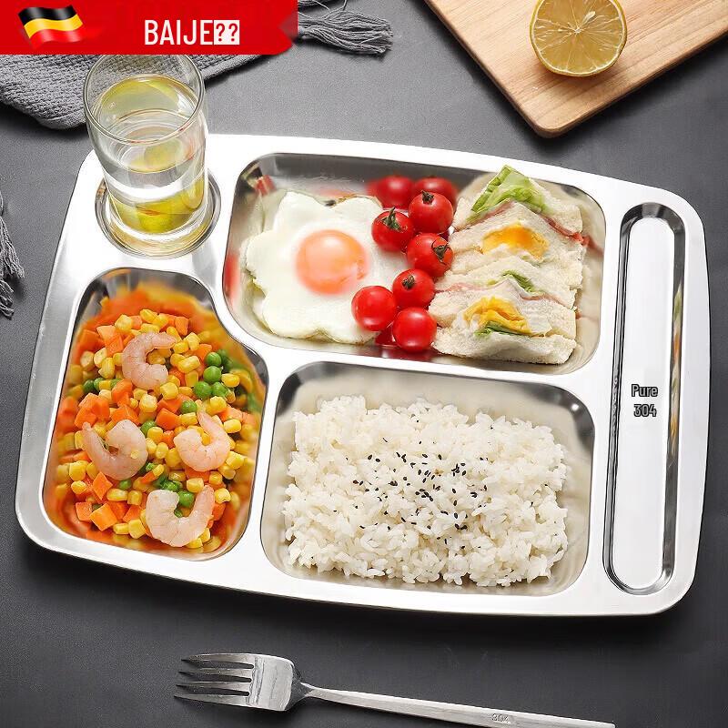 Baijie 5-Compartment Stainless Steel Meal Tray