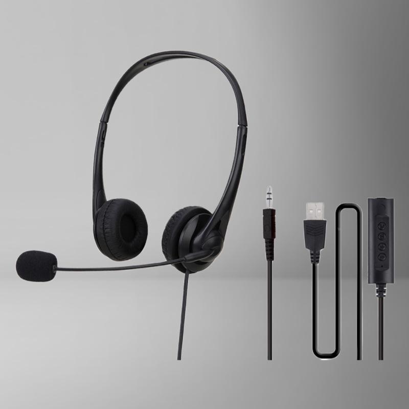Noise-Canceling Over-Ear Telephone Headset with Microphone for Telesales Agents