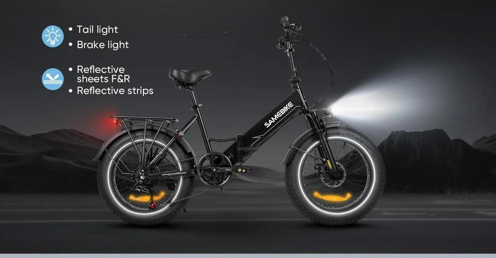 SAMEBIKE LOTDM200-II 750W 48V 13AH Folding Electric Bicycle for Adults 20 X 4.0 Inch Fat Tire Mountain E-bike With Removable Battery