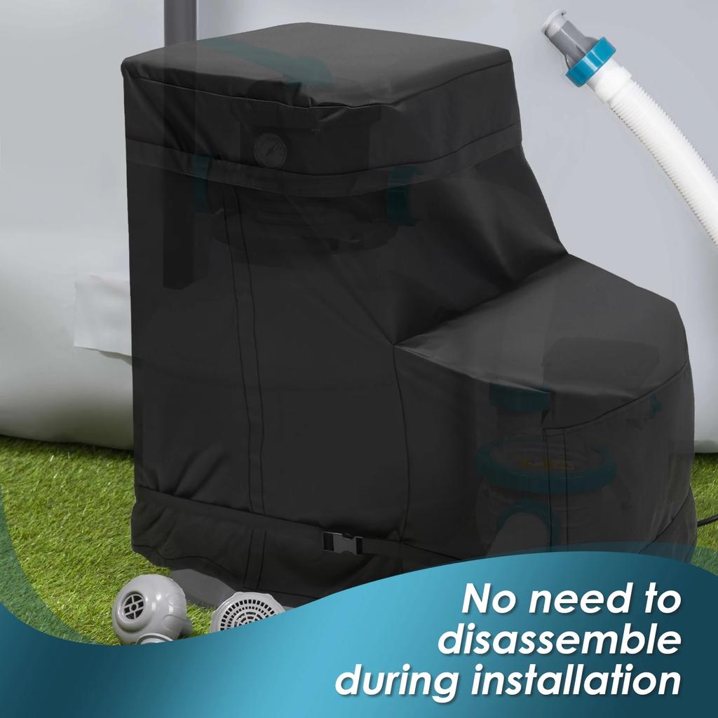 Pool Pump Cover Waterproof Silver Lining Lid Practical Pool Pump Cover Tightly Strapped Pool Pump Cover For 4-16inch Filter Pump