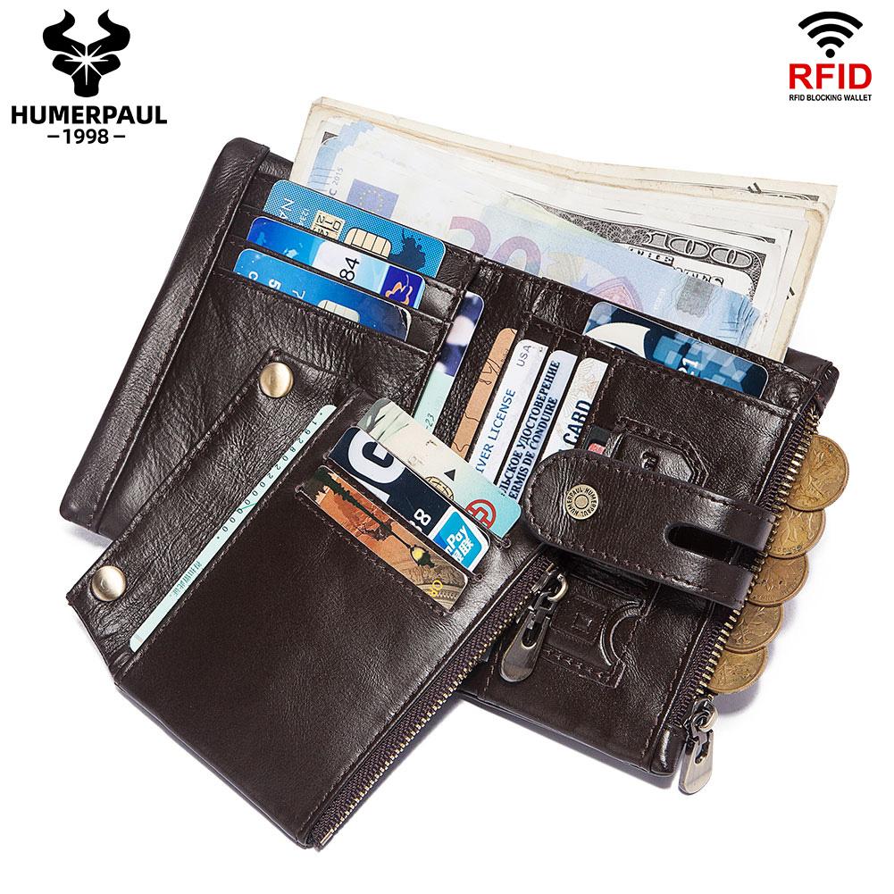 Humerpaul Genuine Leather Men's Wallets Short Luxury Brand Credit Card Holder Travel Multi-slot Credential Purse Male Carteiras