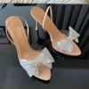 Summer Luxury Sandals for Women Diamond Bow PVC Transparent Open Toe Evening Party Wedding Ladies High Heels Shoes