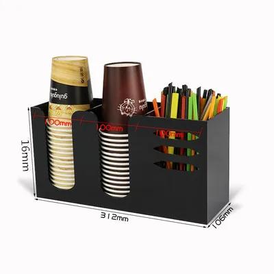 Schwarzer Acryl-Getränkehalter Mehrschichtiger Getränkeaufbewahrungsständer Strohhalm-Aufbewahrungsbox Kaffee-Milchtee-Shop Becherbehälter Ausstellungsständer