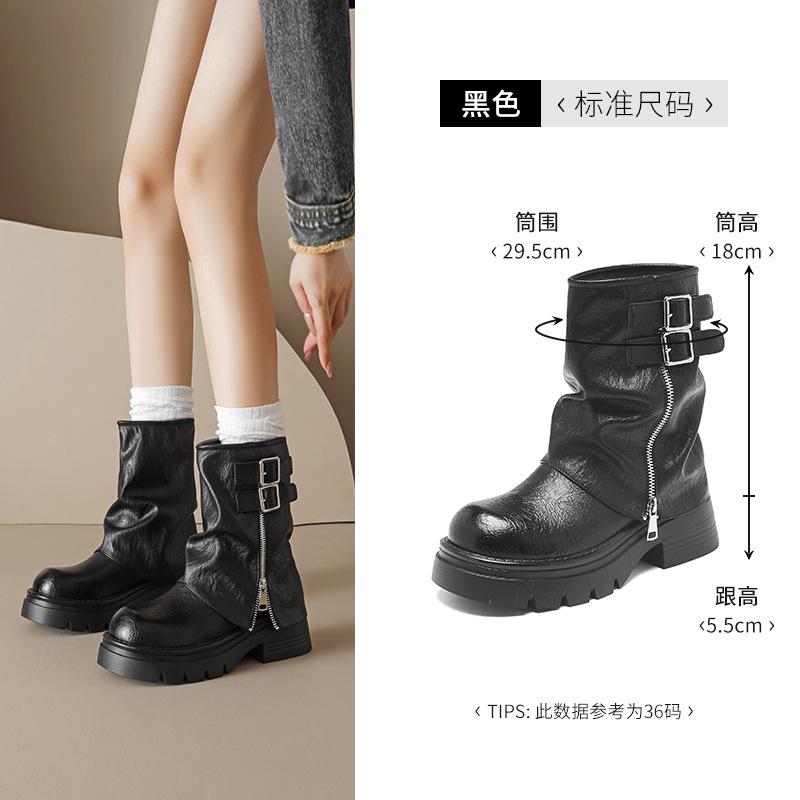 Brown Martin boots new autumn platform pile short boots Maillard western cowboy boots