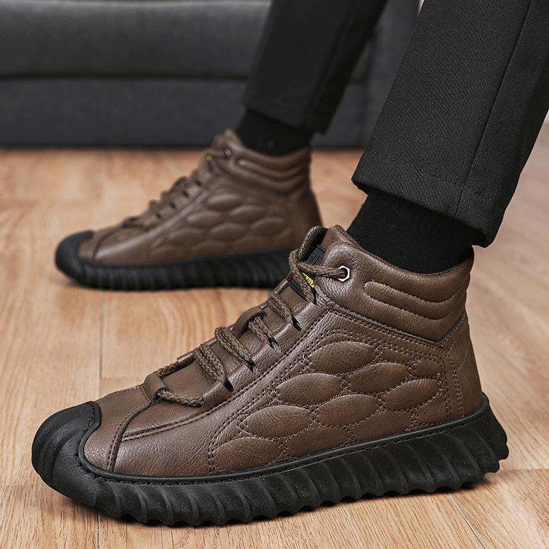 

Spring men s snow boots construction site men s sports shoes driving work waterproof thermal cloth shoes labor insurance casual shoes 38 коричневый