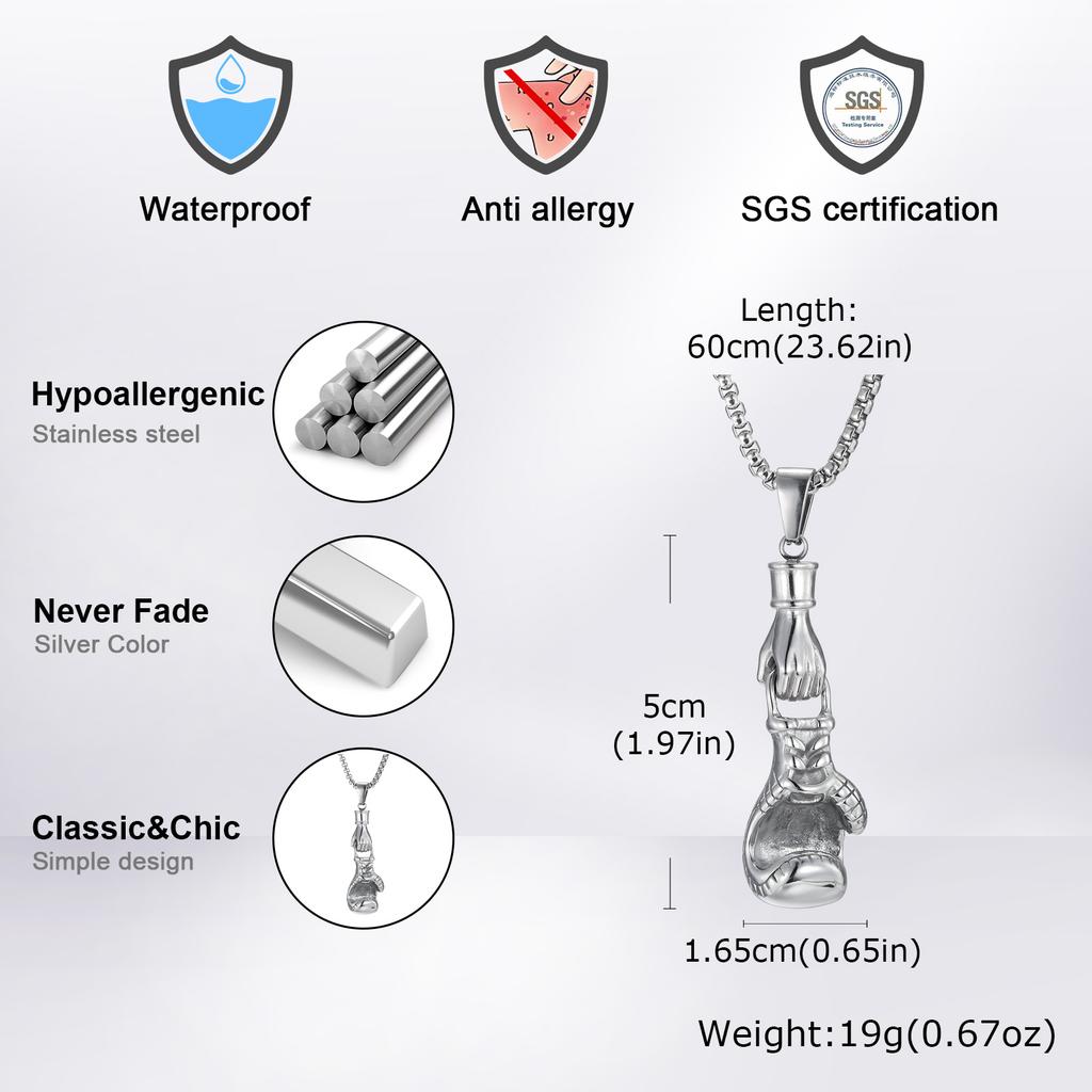 Retro Hip Hop Boxing Gloves Pendant Fashion Stainless Steel Necklace for Men Fitness Sports Punk Jewelry Accessories Gifts