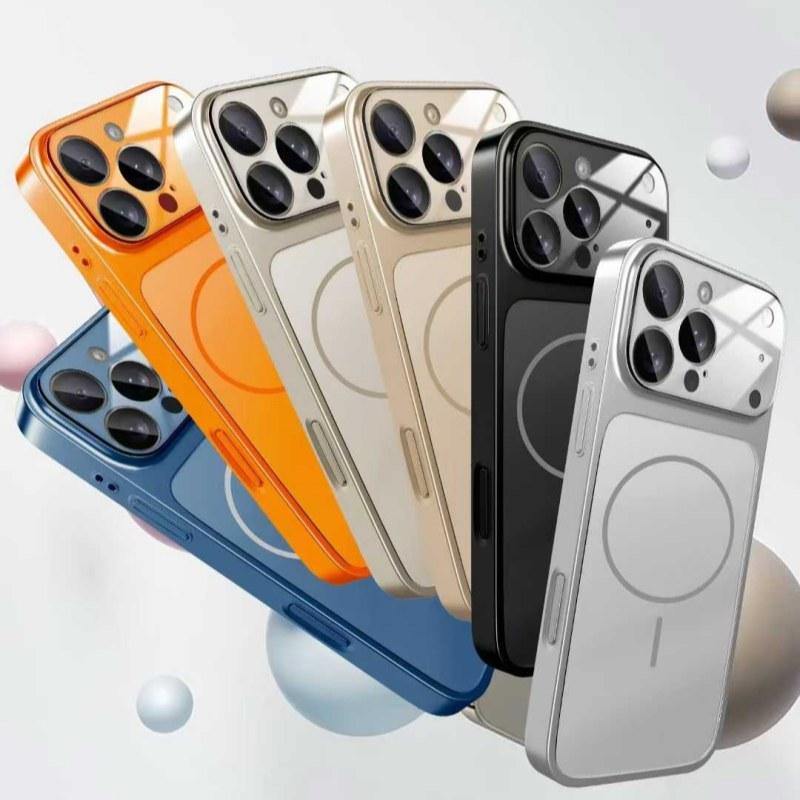 Matte Magnetic Phone Case with Lens Protective Glass Cover for iPhone 13 15 16 To 17 Pro Converter Hard Glass Phone Case