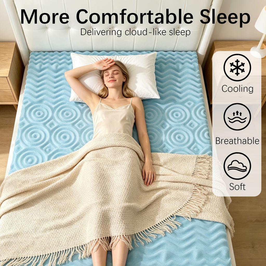 Queen Mattress Topper Memory Foam Mattress Topper with Hardness Gel Topper Soft Cooling Bed Pad for Pressure Relief Body Support