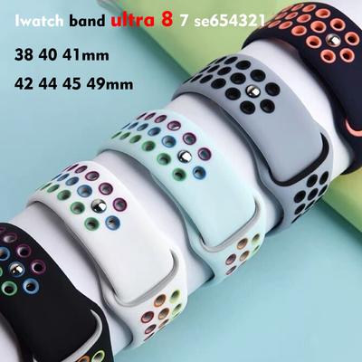 Silicone Strap for Apple Watch Ultra Band 49mm 44mm 45mm 41mm 40mm 42mm 38mm Bracelet IWatch Series Ultra 8 7 3 4 5 6 Se 8 Band Watchband