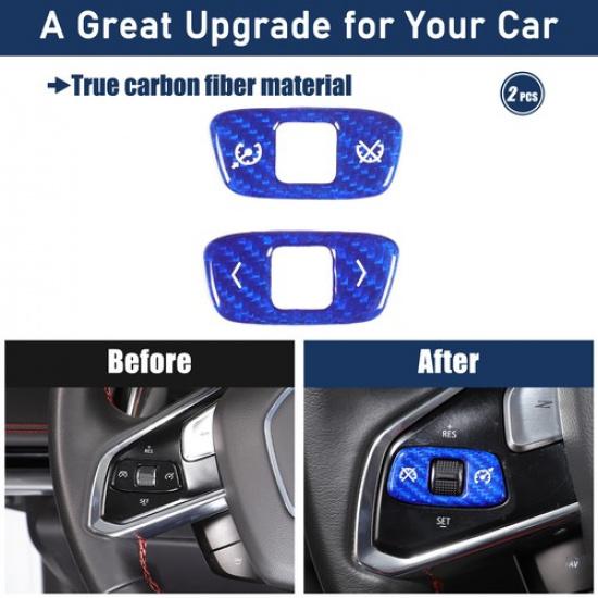 Real Carbon Fiber Blue Steering Wheel Pulley Switch Trim For Corvette C8 +