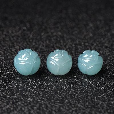 Blauer Jaspis Chalcedon Lotusperle: Handgefertigtes DIY Schmuckzubehör für Armbänder, Halsketten und Anhänger