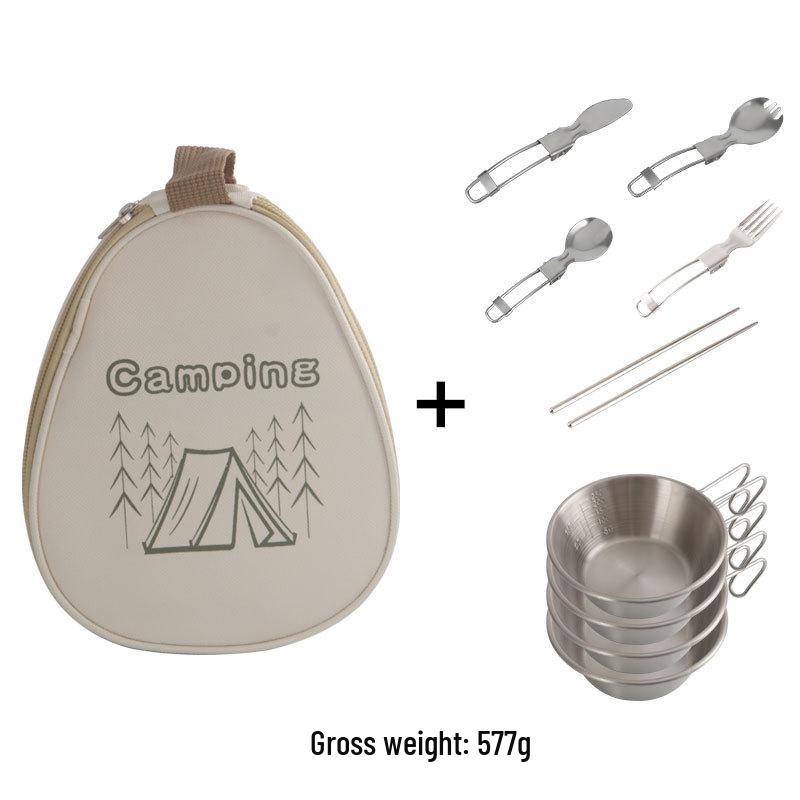 Sierra Outdoor 304 Stainless Steel Folding Camping Bowl with Fixed Handle