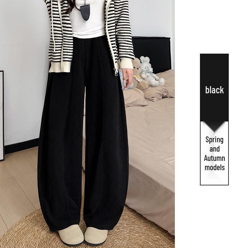

2025 New Velvet-Lined Maternity Corduroy Wide-Leg Pants - Coffee Color, Autumn/Winter, Loose Fit with Slimming Balloon Design 2XL
