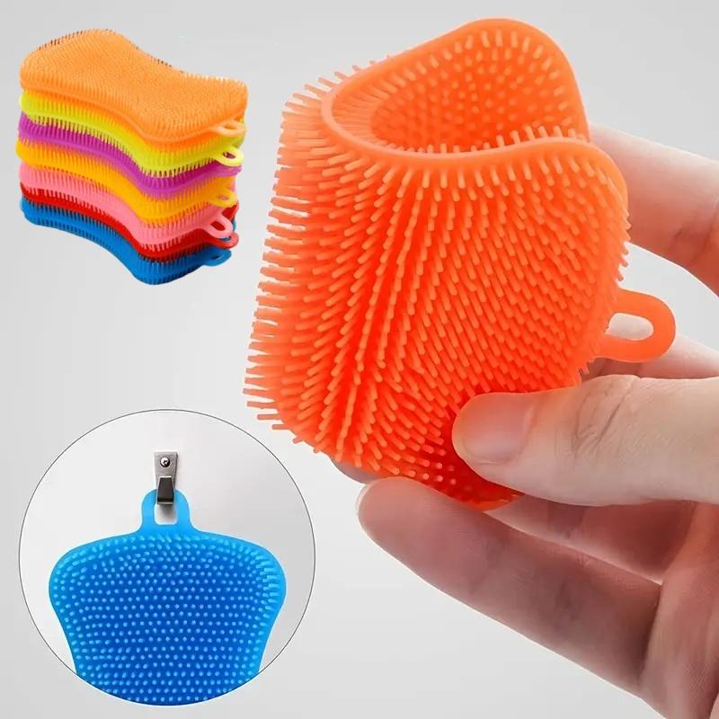1/5Pc Silicone Dish Washing Brush Pot Pan Sponge Kitchen Cleaning Scouring Pad Vegetable Fruit Wash