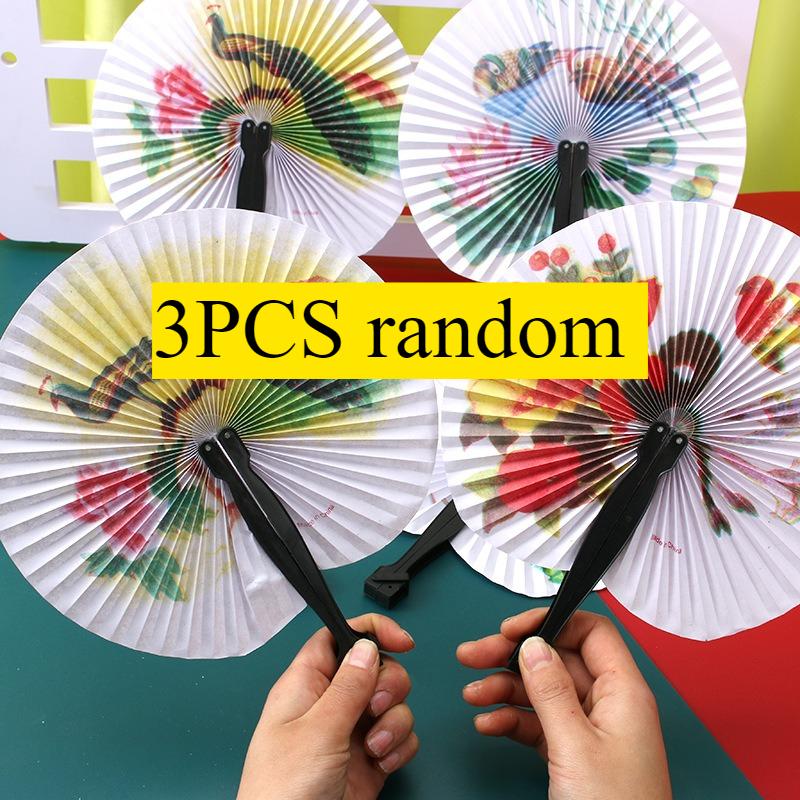 Elegant Foldable Chinese Hand Fan, Portable Plastic Craft Fan, Colorful Bird Flower Pattern Art Decor for Home Party
