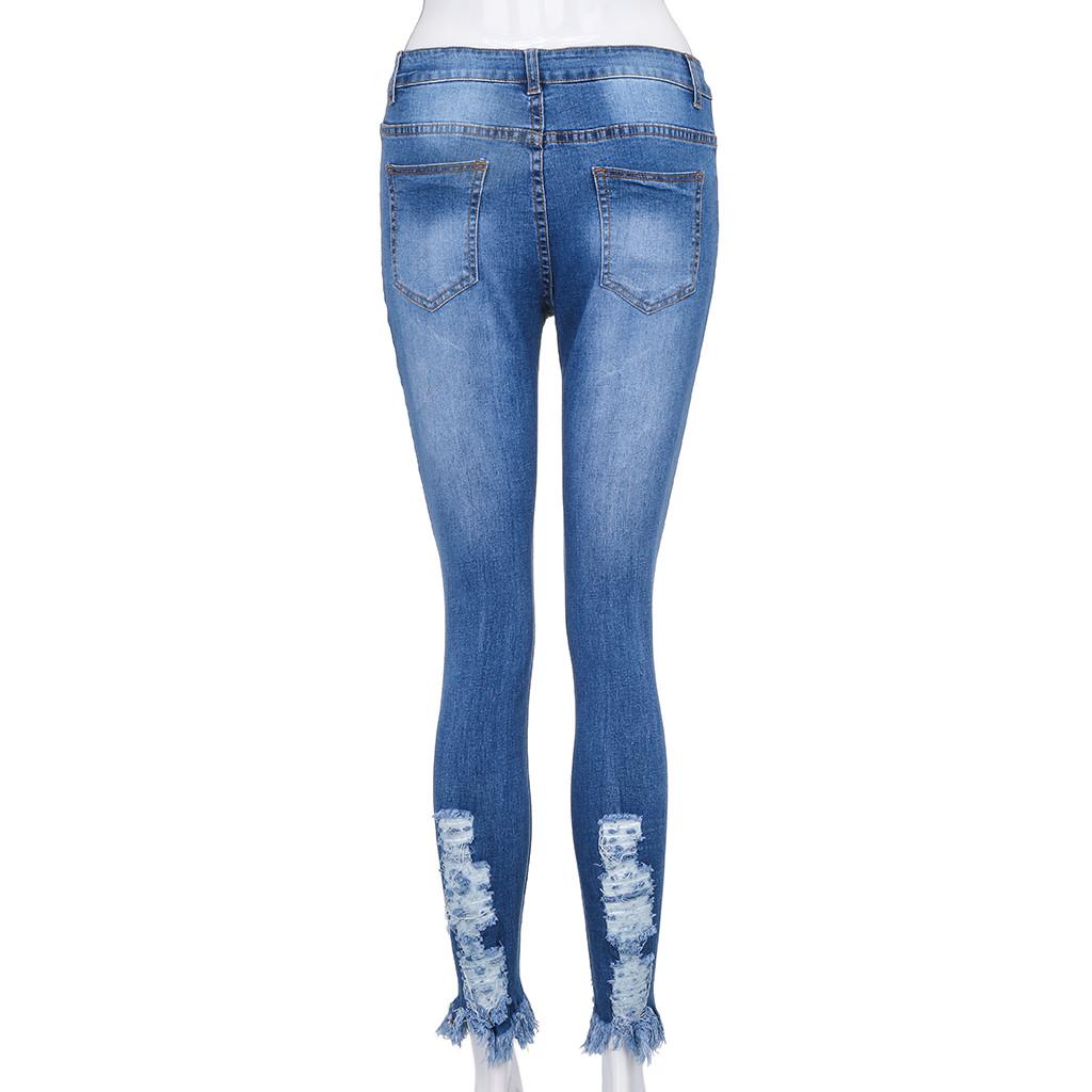 Fashion Women Jeans Denim Hole Female High Waist Stretch Slim Sexy Pencil Pants