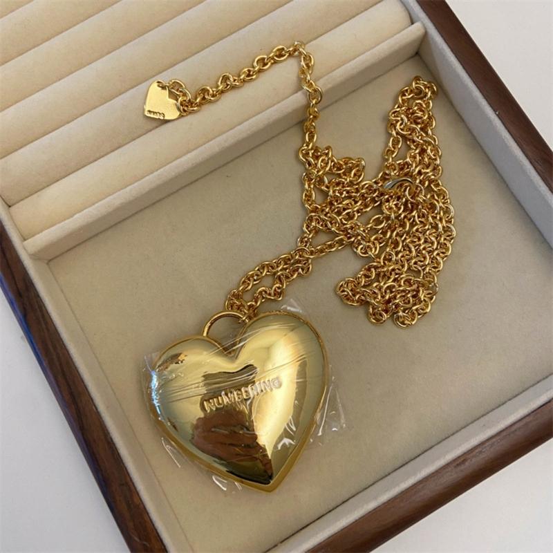 Beads Necklaces Heart Pendant Choker Alloy Material Long Shoulder Strap Jewelry Cloth Accessories Perfect for Woman Girl