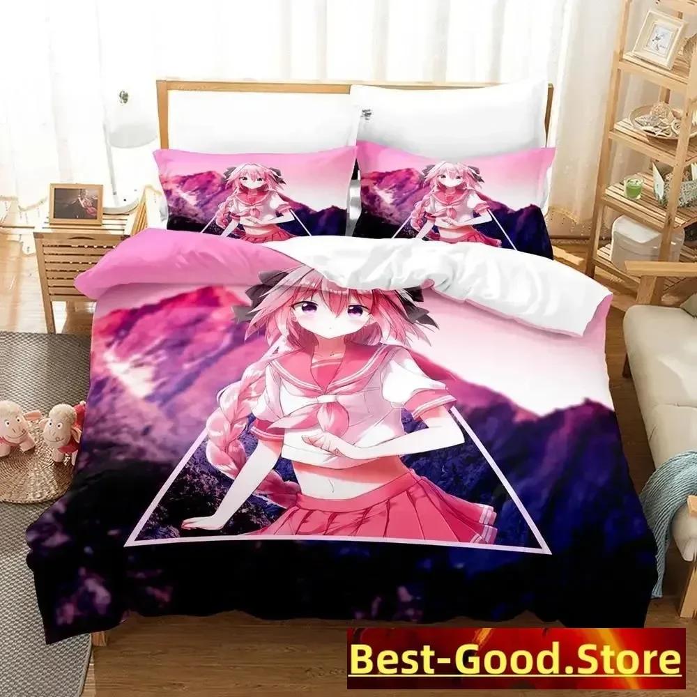 3D Anime Bed Sheet Set Fate - Astolfo Printed Bed Set Duvet Cover Pillowcase Bedding Set Bed Linen Sheet Quilt Cover Full Size