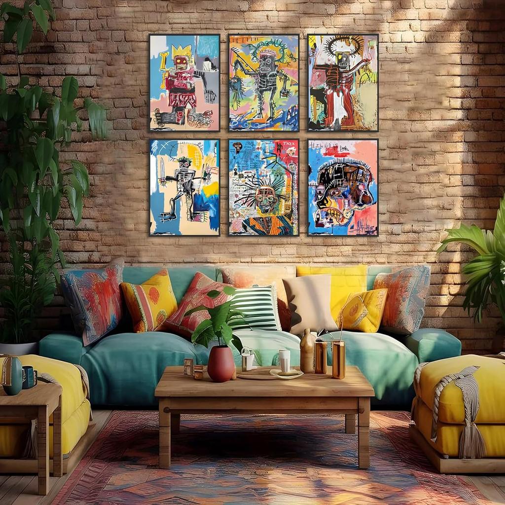6 Pcs Street Graffiti Wall Art Modern Abstract Poster Prints Wall Decor Artist colorful Print Canvas Painting Artwork for Living Room Bedroom