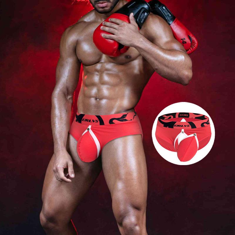 Seksowne męskie bezszwowe oddychające bokserki fitness z elastycznym wytłaczanym pasem