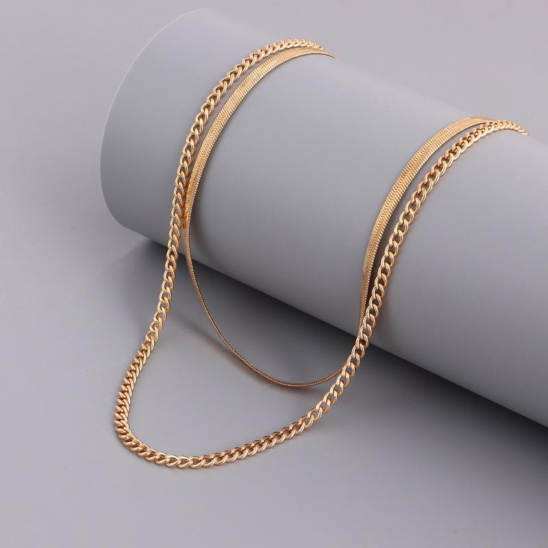 Simple Double-layer Small Hole Snake Bone Chain Necklace for Women Punk Style Trendyins Anchor Necklace