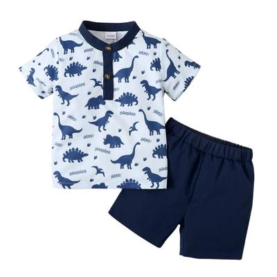 Haine pentru copii mici Tinute de vara pentru baieti mici Imbracaminte cu maneca scurta Seturi de tricouri si pantaloni scurti din dinozaur