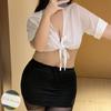 Secretary Cosplay Large Size Sexy Costume Open Chest Front Tie 2XL 4XL Teacher Office Lady Chubby Costume Lingerie Extreme Pervert Erotic Sex