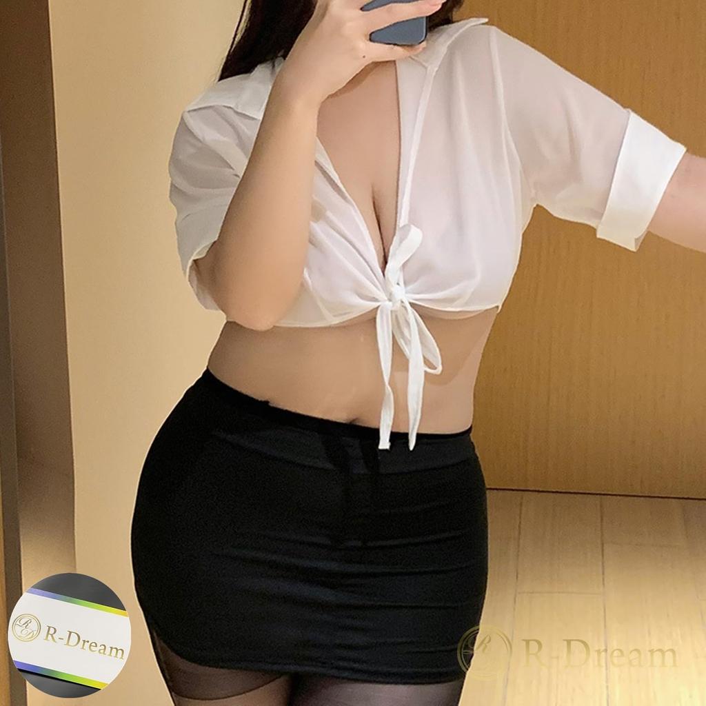 Secretary Cosplay Large Size Sexy Costume Open Chest Front Tie 2XL 4XL Teacher Office Lady Chubby Costume Lingerie Extreme Pervert Erotic Sex